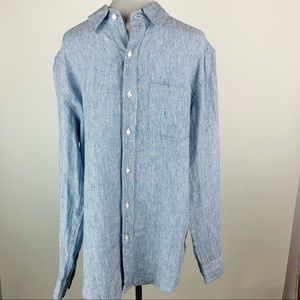 L.L. Bean Slightly Fitted Striped Linen Shirt Medium
